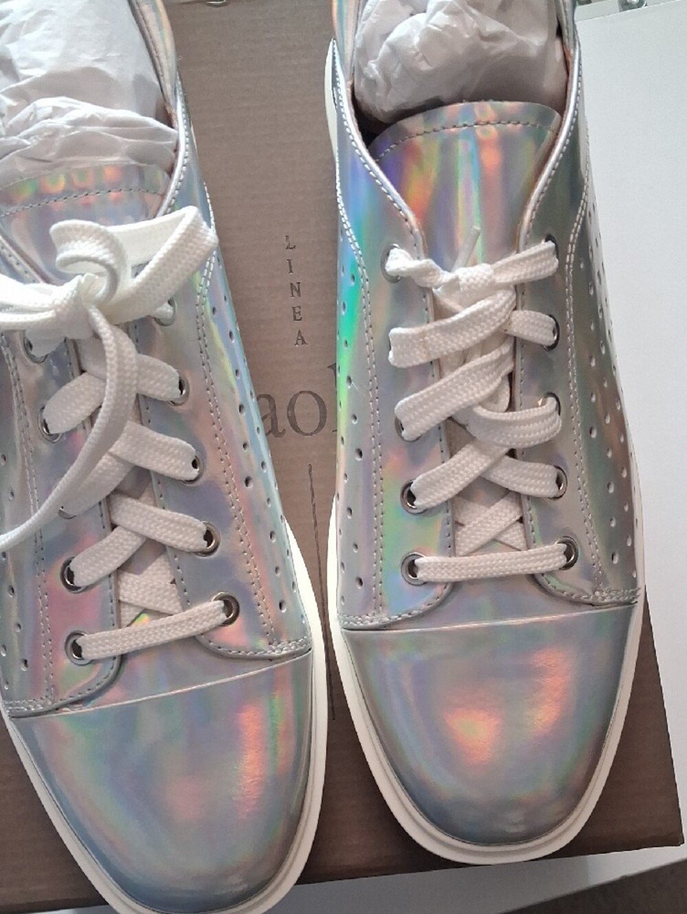 Paolo Holographic Lace-Up Sneakers in Silver - Picture 5 of 8
